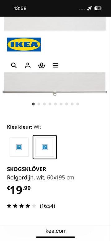 IKEA Rolgordijn Wit 60x195cm - Nieuw beschikbaar voor biedingen