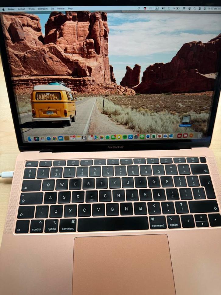MacBook Air 13" Retina (2019) - Goud - Incl. Doos, Computers en Software, Apple Macbooks, Gebruikt, MacBook Air, 13 inch, Minder dan 2 Ghz
