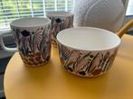 3 marimekko 1 letti kom en 2 mokken, Huis en Inrichting, Keuken | Servies, Ophalen of Verzenden, Zo goed als nieuw, Overige stijlen