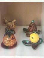 Antiek majolica ananas jampotje met schotel portugal, Antiek en Kunst, Ophalen of Verzenden