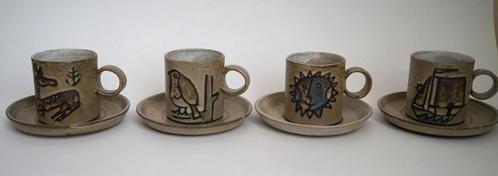 set hannie mein kop schotel 5x aardewerk hert zon schip, Antiek en Kunst, Antiek | Keramiek en Aardewerk, Ophalen of Verzenden