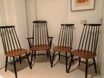 Set massief houten vintage stoelen Tapiovaara-stijl, Huis en Inrichting, Ophalen, Zo goed als nieuw, Bruin