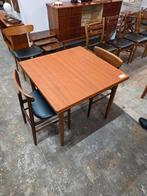 Vintage Deense kleine eettafel uitschuifbaar teak hout, Huis en Inrichting, Tafels | Eettafels, Ophalen, Gebruikt, 50 tot 100 cm