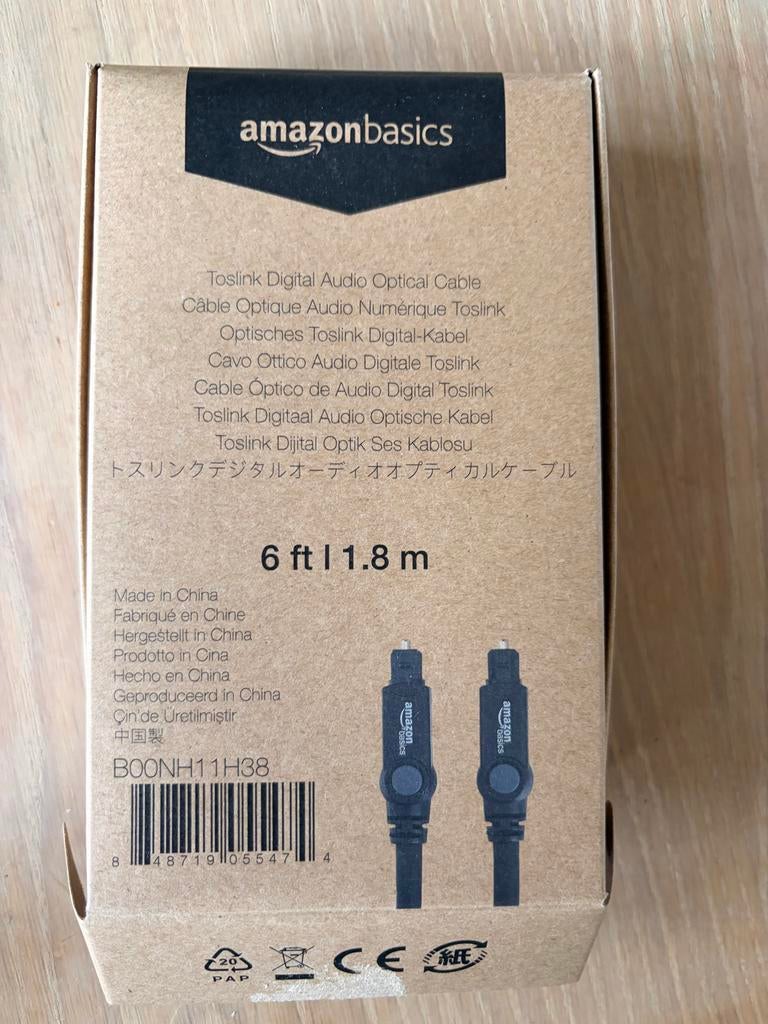 AmazonBasics Toslink Optische Kabel - Nieuwstaat, Ophalen of Verzenden, Nieuw, Minder dan 2 meter, Optische kabel