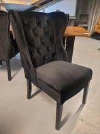 *VOORRAAD* Set 1 Eetkamerbank + 2 Eetkamerstoelen Daisy (1), Huis en Inrichting, Stoelen, Zwart, Ophalen of Verzenden, Stof, Landelijke eetkamerstoelen eetkamerbank daisy velvet zwart