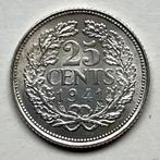 Nederlands Wilhelmina kwartje uit 1941 (64% zilver), Zilver, 25 cent, Ophalen of Verzenden, Koningin Wilhelmina