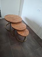Salontafel set van 3 mangohout, Huis en Inrichting, Tafels | Salontafels, Ophalen, Gebruikt, 50 tot 100 cm, Rond