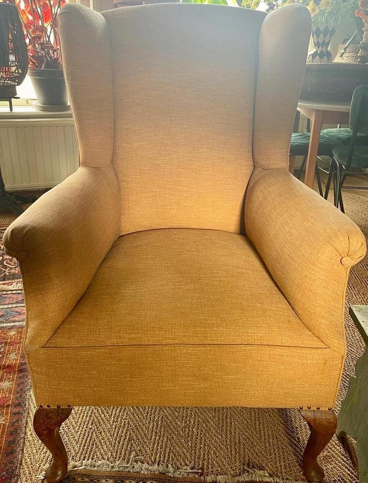 Oorstoel - okergeel. Grote comfortabele stoel., Huis en Inrichting, Fauteuils, Gebruikt, Stof, 75 tot 100 cm, 75 tot 100 cm, Ophalen