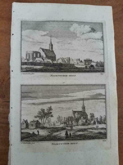 69,70/Noortwykerhout ( Noordwijkerhout );  gravure 18e eeuw, Antiek en Kunst, Kunst | Etsen en Gravures, Ophalen of Verzenden
