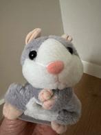 Handpop pluche knuffel grijze hamster, muis, Ophalen of Verzenden, Zo goed als nieuw, Overige typen