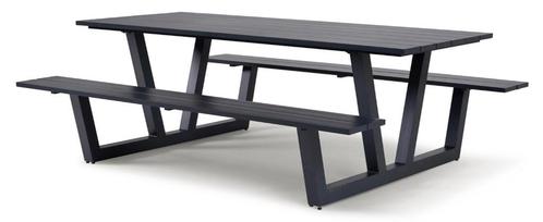 Picknicktafel in zwart aluminium, Tuin en Terras, Picknicktafels, Gebruikt, Rechthoekig, Aluminium, Ophalen