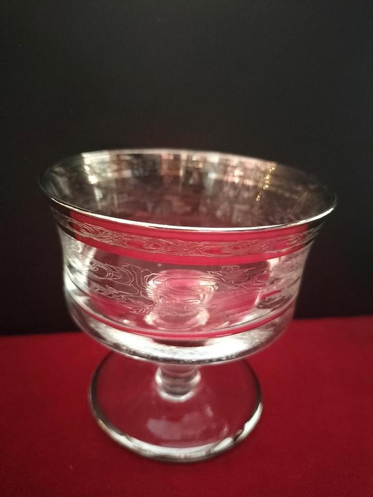 3 Murano Glazen Dessertcoupes met Zilverrand, Antiek en Kunst, Antiek | Glas en Kristal, Ophalen of Verzenden