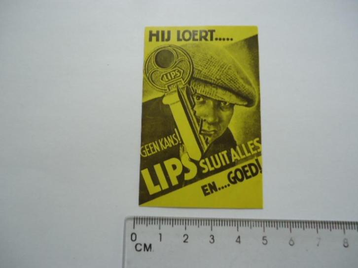 sticker oud LIPS slot boef bandiet retro vintage sloten, Verzamelen, Stickers, Zo goed als nieuw, Bedrijf of Vereniging, Verzenden