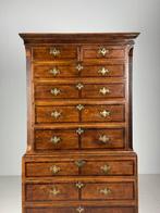Ladekast Tallboy 19e eeuw eiken, Ophalen, Gebruikt, Eikenhout, 50 tot 100 cm