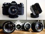 Canon AE-1, nFD 50/1.8, nFD 100/2.8, nFD 135/3.5, macro-tele, Ophalen, Gebruikt, Spiegelreflex, Canon
