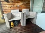 Twee white wash houten tuinstoelen, Tuin en Terras, Tuinsets en Loungesets, Gebruikt, Hout, Ophalen