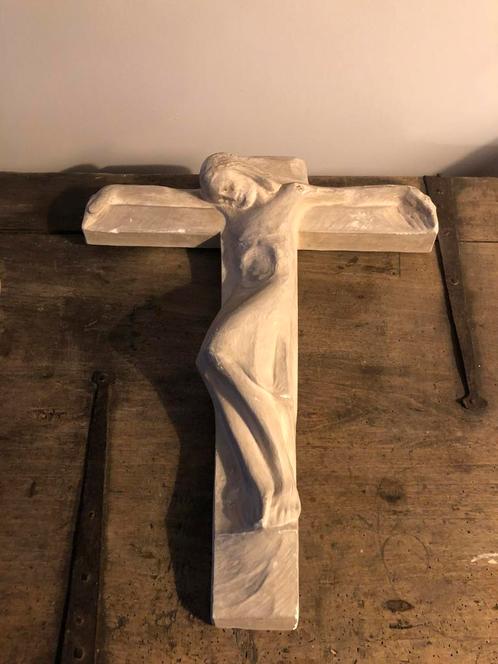 ANTIEK KUNST KRUISBEELD GIPS ANTOON VAN PARIJS, Antiek en Kunst, Antiek | Religie, Ophalen of Verzenden