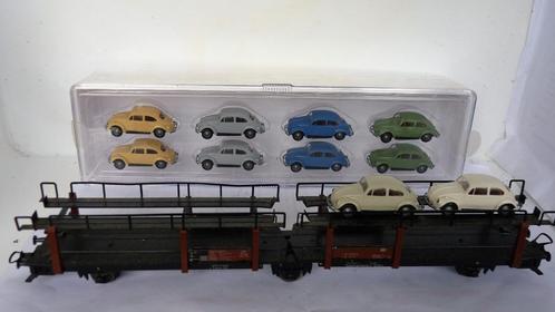HO metalen Trix autotransport met 10 Brekina kevers, Hobby en Vrije tijd, Modeltreinen | H0, Gebruikt, Wagon, Gelijkstroom of Wisselstroom