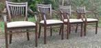 4 eiken bannink eetkamer armstoelen, Huis en Inrichting, Ophalen, Zo goed als nieuw, Bruin
