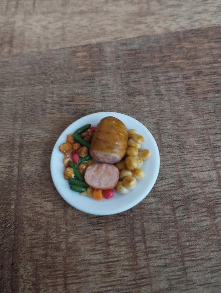 SCHAAL ROLLADE MET KRIELTJES EN GROENTE 1:12, Verzamelen, Poppenhuizen en Toebehoren, Nieuw, Poppenhuis, Ophalen of Verzenden