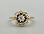 Vintage ring met edelsteen saffier en diamant. 2025/783., Sieraden, Tassen en Uiterlijk, Ringen, Blauw, ., Ophalen of Verzenden