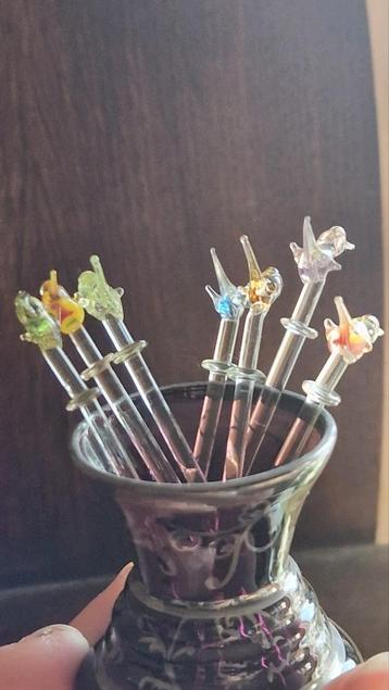 Vintage Murano Glas Cocktail Prikkers beschikbaar voor biedingen