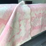 Retro vintage roze/gele wollen deken, Huis en Inrichting, Woonaccessoires | Plaids en Woondekens, Gebruikt, Ophalen of Verzenden