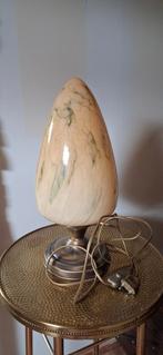 Oude Art Deco Lamp met Gemarmerde Glazen Kap, Ophalen