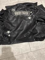Zwarte leren jas met 'Good Vibes' print, Ophalen of Verzenden, Zo goed als nieuw, Maat 38/40 (M), Zwart