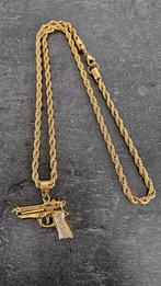 Rope Chain/Koord Ketting & Pistool Hanger 18K Goud Verguld, Sieraden, Tassen en Uiterlijk, Kettingen, Nieuw, Goud, Overige materialen