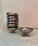 Vintage Franse RVS bistro ijscoupes Letang & Remy jaren 70, Huis en Inrichting, Keuken | Servies, Ophalen, Overige materialen