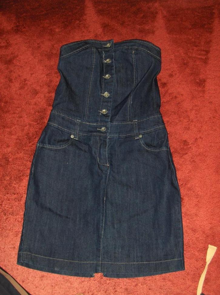 Strapless denim jurk maat 36, Kleding | Dames, Jurken, Zo goed als nieuw, Maat 36 (S), Blauw, Boven de knie, Verzenden