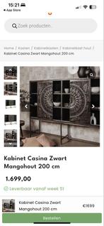 Ruime kast met schuifdeuren 200cm breed Kabinet Casina Zwart, Ophalen, Gebruikt, Overige soorten