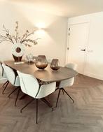Deens ovaal eiken eettafel incl onderstel 220 x 100 verjongd, Ophalen, Japandi, Gebruikt, 100 tot 150 cm