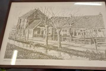 Originele Friese tekening – “Lyts Luchtenveld Joure”  beschikbaar voor biedingen