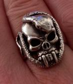 Zilveren skull ring echt zilver/unisex, Ophalen of Verzenden