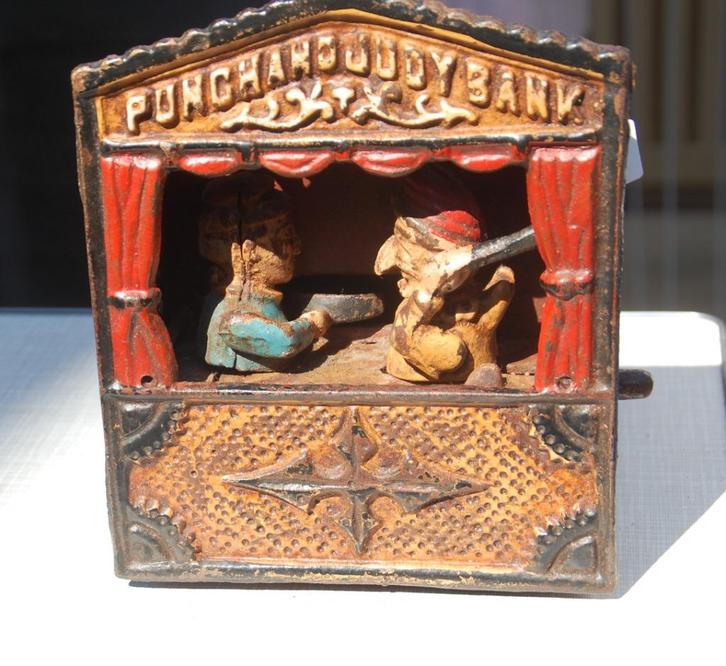 Antieke spaarpot// Cast iron spaarpot Jan klaassen en, Verzamelen, Spaarpotten, Dier, Ophalen of Verzenden