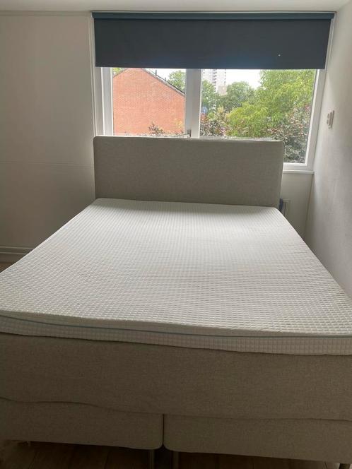 2-persoons boxspring met topper, Huis en Inrichting, Slaapkamer | Bedden, Zo goed als nieuw, Tweepersoons, 160 cm, 200 cm, Stof