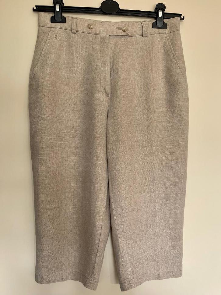 naturel linnen capri broek van Gardeur, Kleding | Dames, Broeken en Pantalons, Gedragen, Maat 38/40 (M), Beige, Driekwart, Ophalen of Verzenden