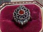 MASSIEVE GEKEURD ZILVER 925 RING MET AGAAT EDELSTEEN, Sieraden, Tassen en Uiterlijk, Antieke sieraden, Ophalen of Verzenden, Zilver