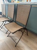 Vintage riet rotan smeedijzeren klap stoelen, Ophalen of Verzenden