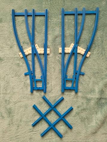 Lego trein 4,5 Volt blauwe rails wissels en kruispunt.  beschikbaar voor biedingen
