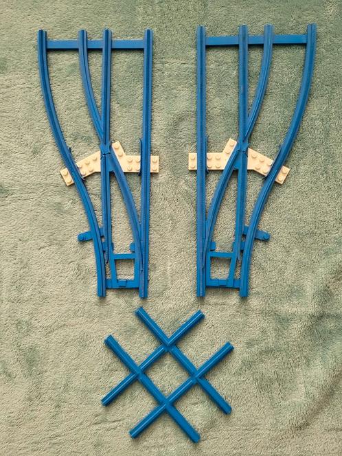 Lego trein 4,5 Volt blauwe rails wissels en kruispunt., Kinderen en Baby's, Speelgoed | Duplo en Lego, Gebruikt, Ophalen of Verzenden