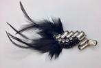 Vintage Art Deco broche haarspeld echte veren Swarovski, Verzenden, Overige materialen, Broche