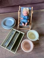 Vintage poppenhuis popjes set, Ophalen of Verzenden, Gebruikt, Poppenhuis