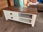 Tv kast wit met acacia blad 120x50cm, Ophalen, Gebruikt, 100 tot 150 cm, Minder dan 100 cm