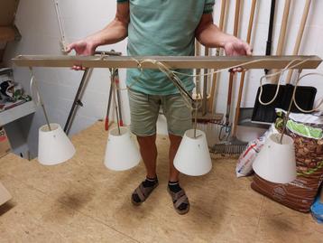 Rvs hanglamp met 4 -lichts wit glas  beschikbaar voor biedingen