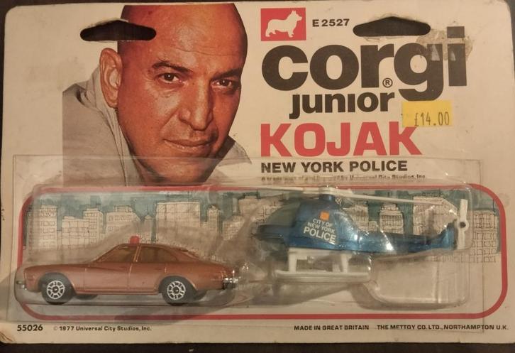 Corgi Junior E2527 Kojak New York Police set (1977) MINT, Hobby en Vrije tijd, Modelauto's | 1:43, Gebruikt, Auto, Corgi, Ophalen of Verzenden