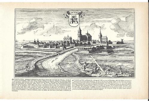 1684 / 1960 - zicht op Oudewater, Antiek en Kunst, Kunst | Etsen en Gravures, Ophalen of Verzenden