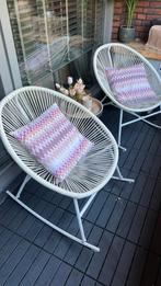Balkon set schommel stoelen rotan wit draadstoel, Ophalen of Verzenden, Rotan